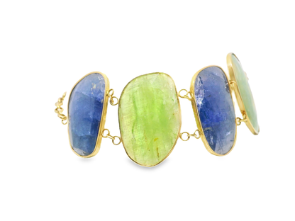 Tanzanite & Kyanite 14k Yellow Gold Bracelet