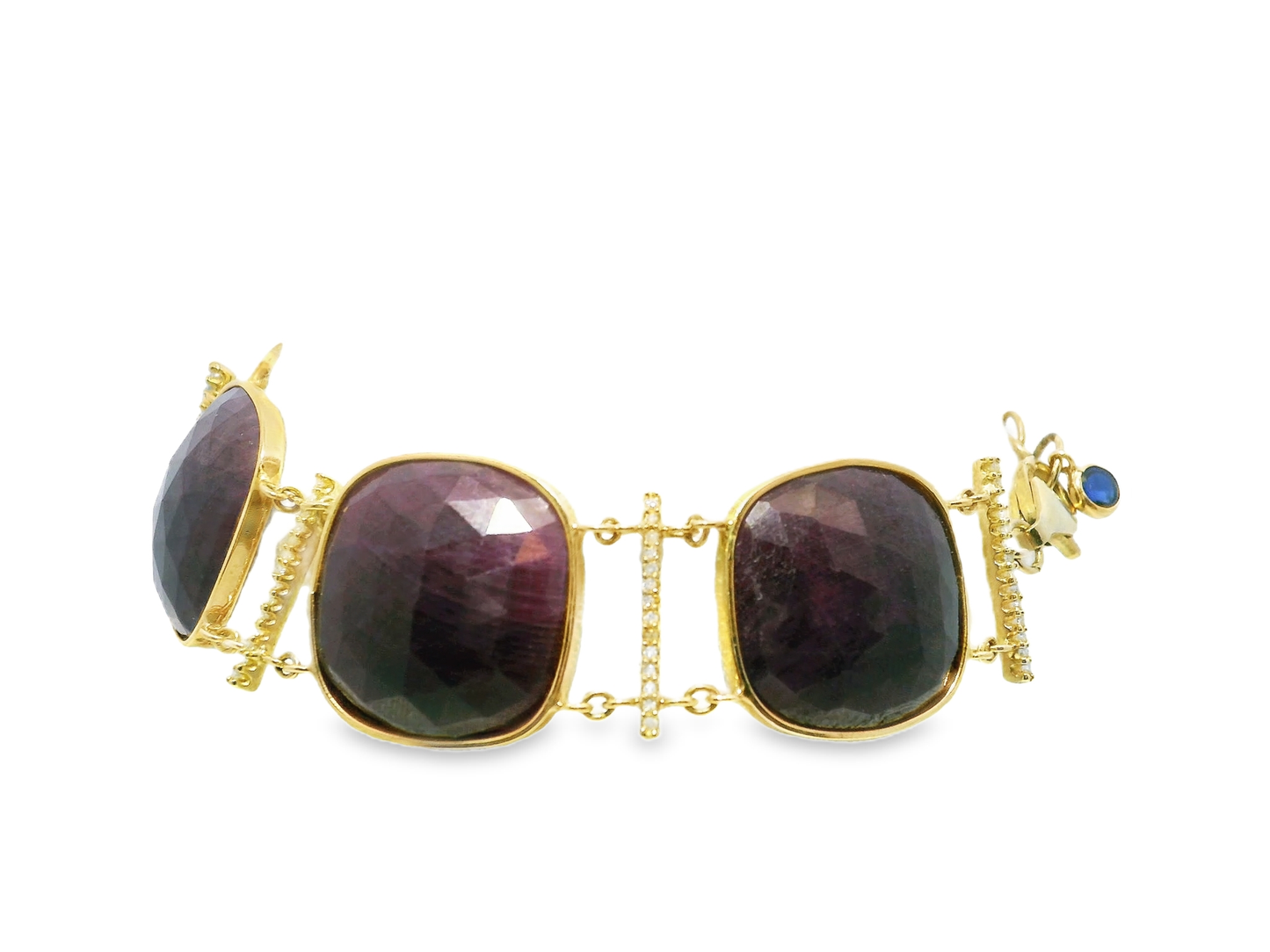 0.50CT Diamond with Ruby 14k Yellow Gold Bracelet