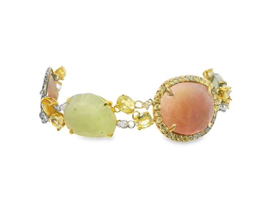 1.75CT Diamond with Mixed Sapphire 18k Yellow Gold Bracelet