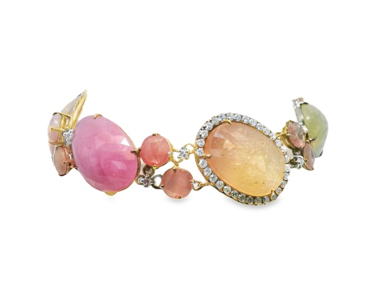 2.20CT Diamond with Mixed Sapphire 18k White Gold Bracelet