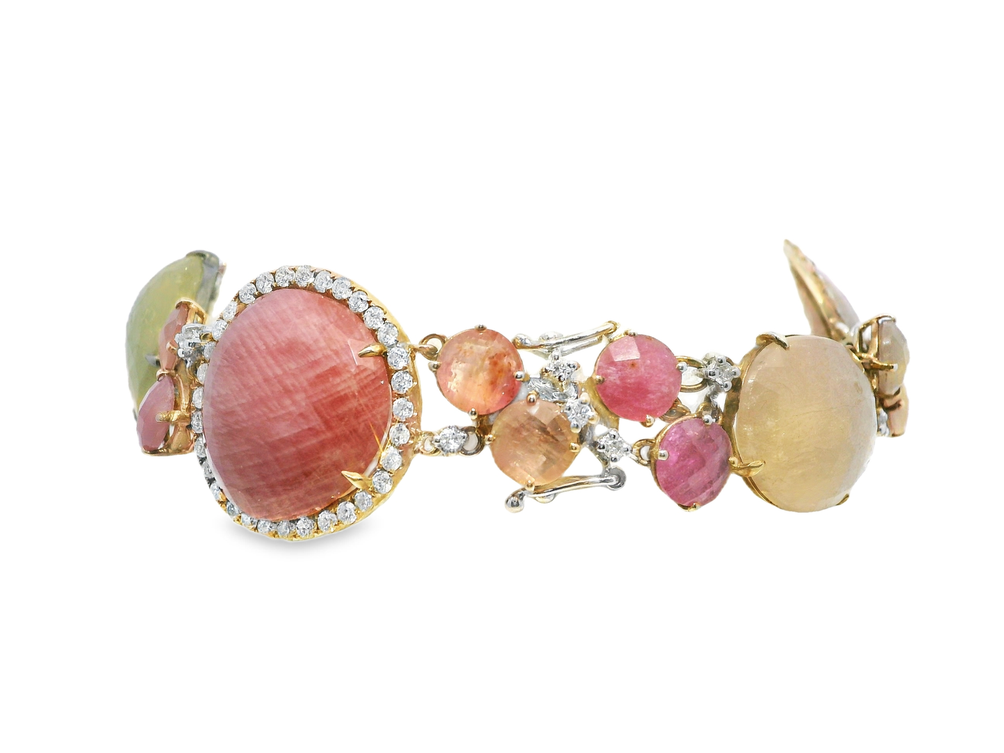 2.20CT Diamond with Mixed Sapphire 18k White Gold Bracelet