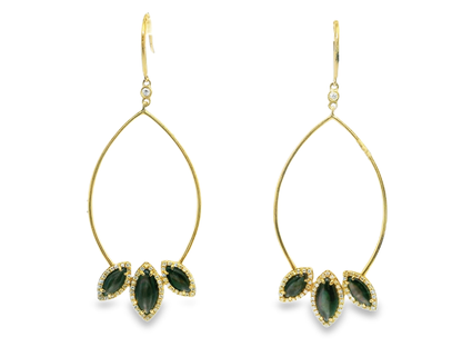 0.39CT Diamond with Black MOP Earrings 14k Yellow Gold