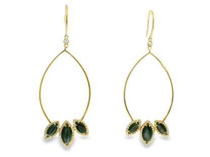 0.39CT Diamond with Black MOP Earrings 14k Yellow Gold