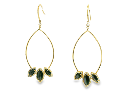 0.39CT Diamond with Black MOP Earrings 14k Yellow Gold