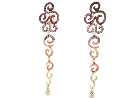 0.61CT Diamond 2.98CT Multi Stone Earrings 18k Pink Gold