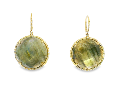 0.70CT Diamond with Laboridite 14k Yellow Gold Earring