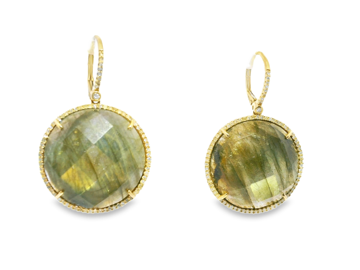 0.70CT Diamond with Laboridite 14k Yellow Gold Earring