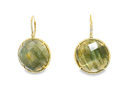 0.70CT Diamond with Laboridite 14k Yellow Gold Earring