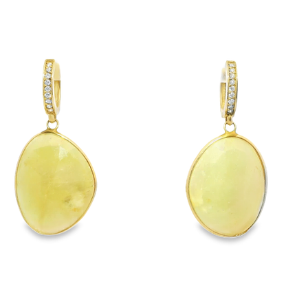 0.20CT Diamond with Yellow Sapphire 14k Yellow Gold Earring