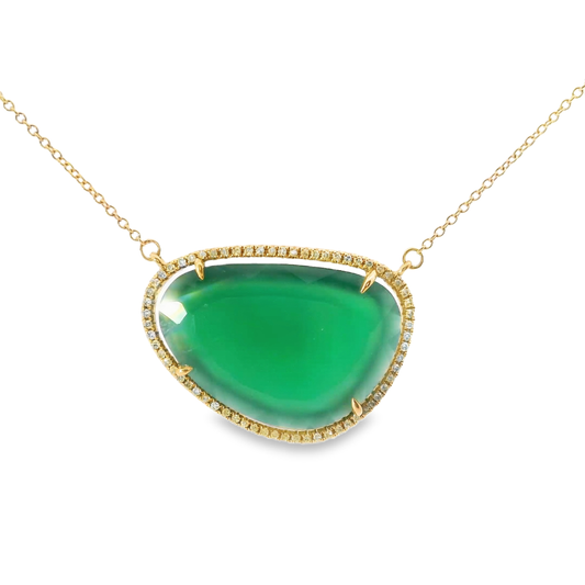 0.20CT Diamond With Green Sapphire 14k Rose Gold Pendant