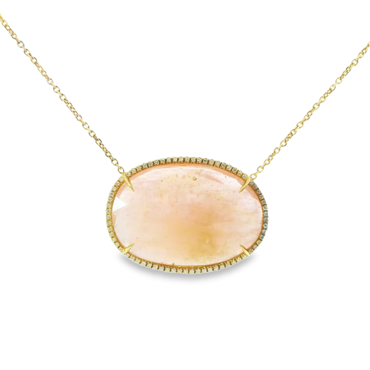 0.30CT Diamond With Sapphire 14k Yellow Gold Pendant