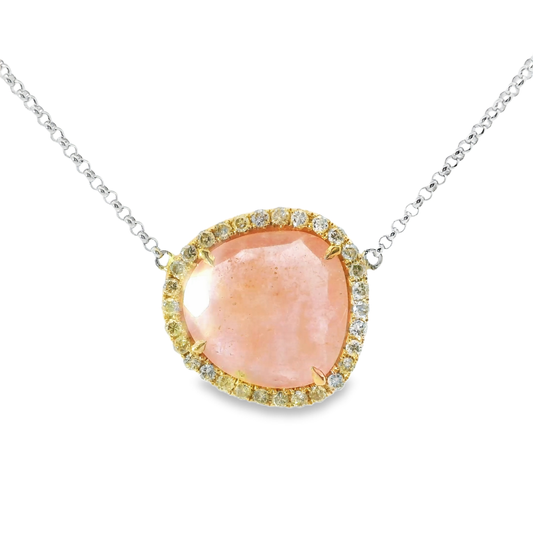 0.85CT Diamond with  Sapphire 18k White Gold Pendant