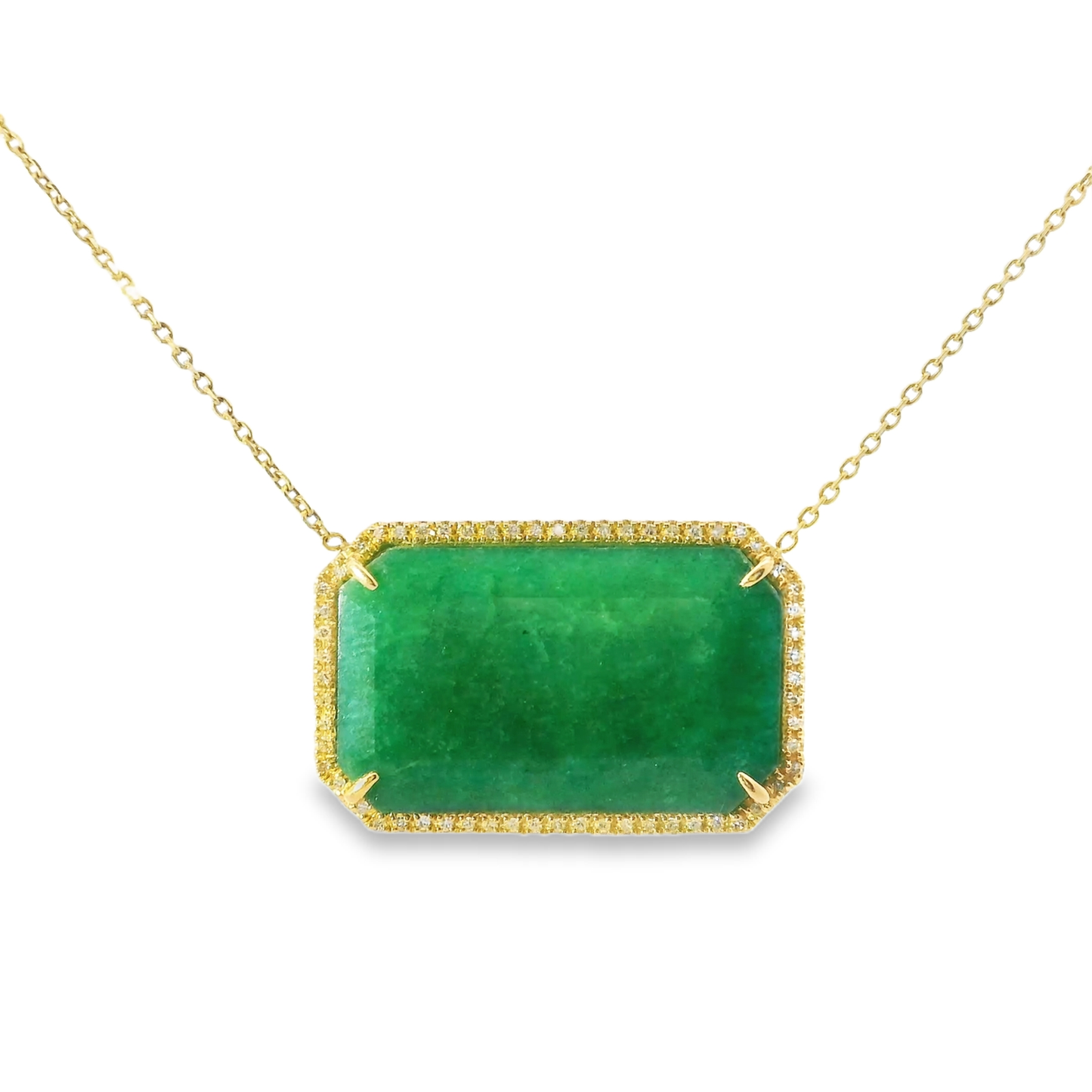 0.30CT Diamond With Green Sapphire 14k Yellow Gold Pendant