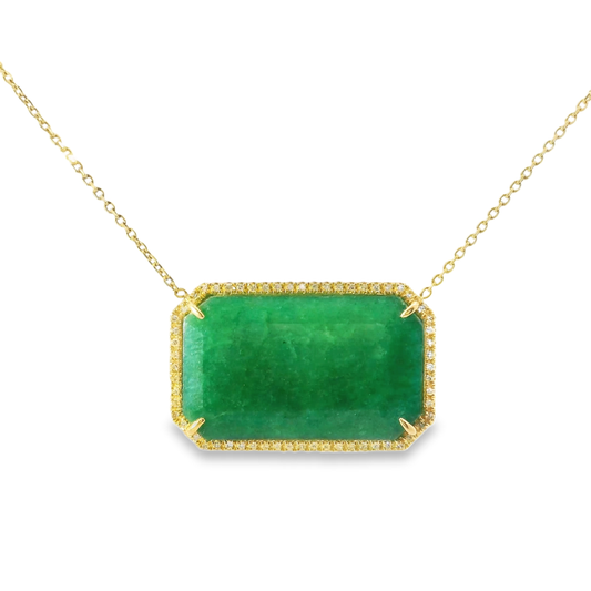 0.30CT Diamond With Green Sapphire 14k Yellow Gold Pendant
