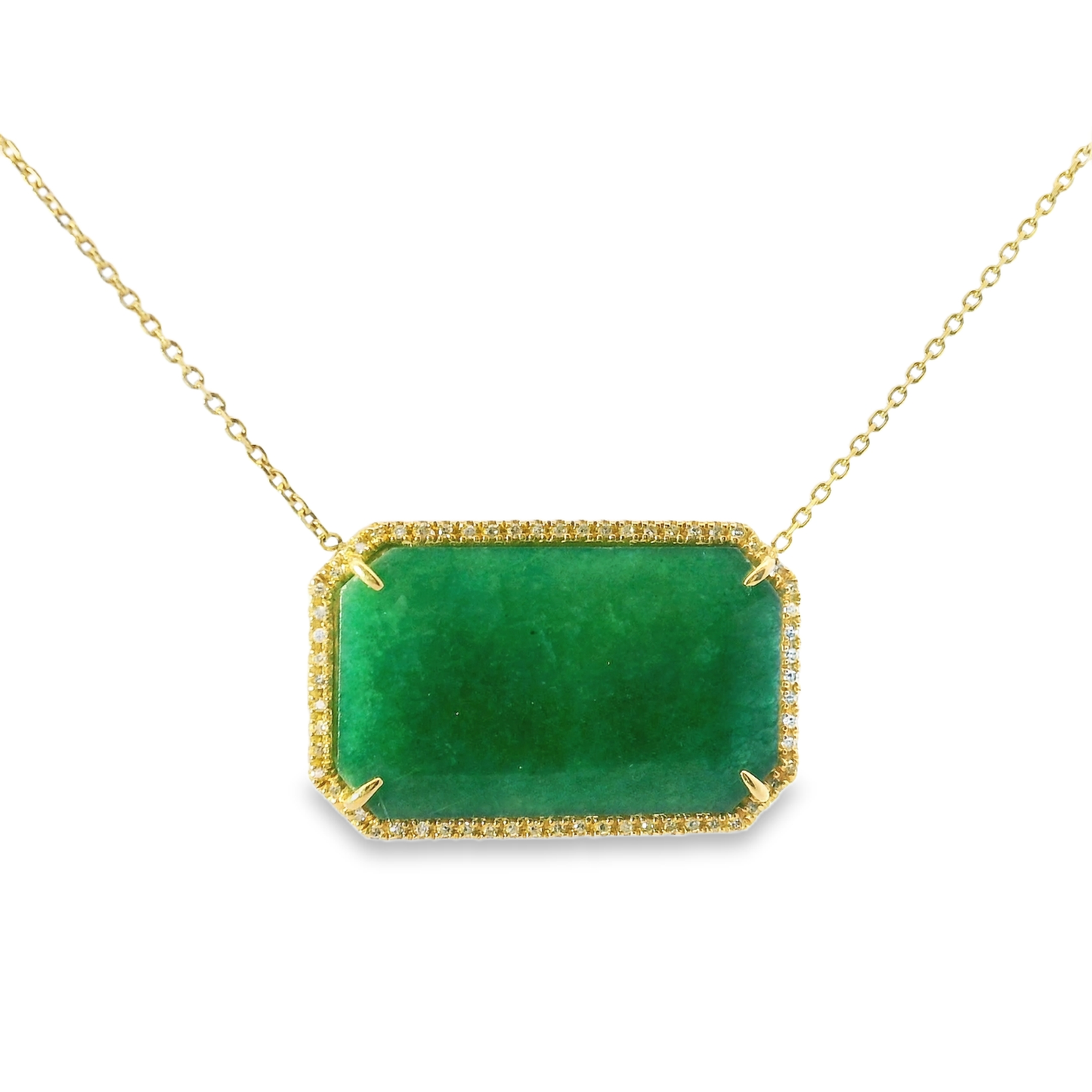 0.30CT Diamond With Green Sapphire 14k Yellow Gold Pendant