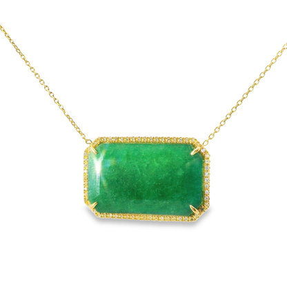 0.30CT Diamond With Green Sapphire 14k Yellow Gold Pendant