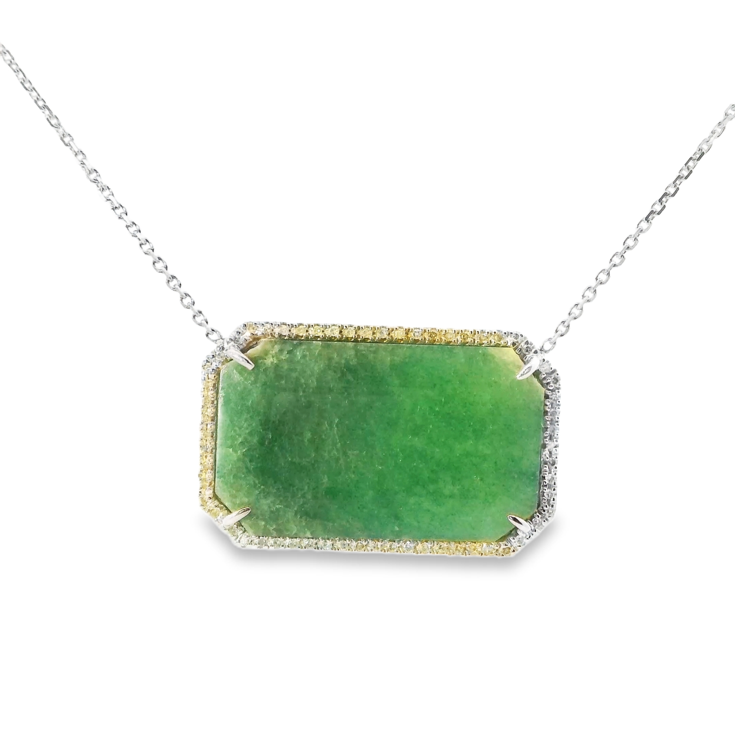 0.30CT Diamond with Green Sapphire 14k White Gold Pendant