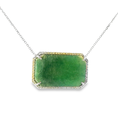 0.30CT Diamond with Green Sapphire 14k White Gold Pendant