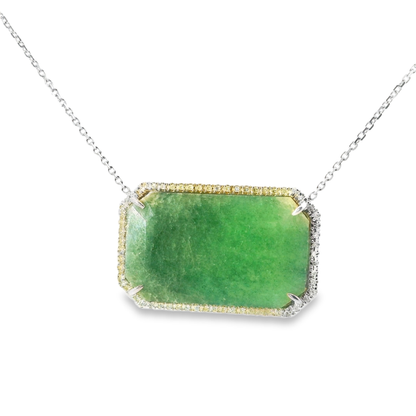 0.30CT Diamond with Green Sapphire 14k White Gold Pendant
