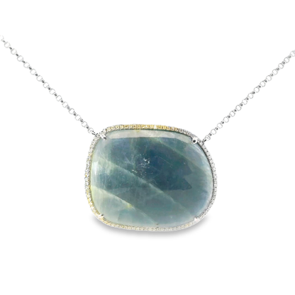 0.26CT Diamond With Blue Sapphire 18k White Gold