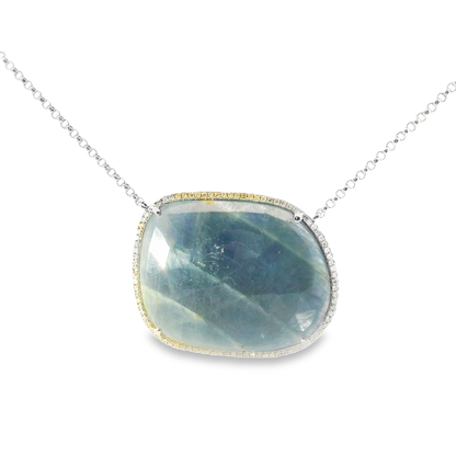 0.26CT Diamond With Blue Sapphire 18k White Gold