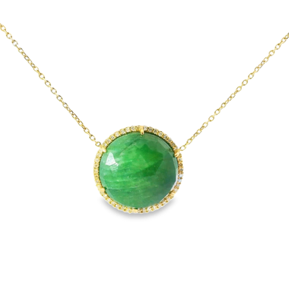 0.25CT Diamond With Green Sapphire 14k Yellow Gold