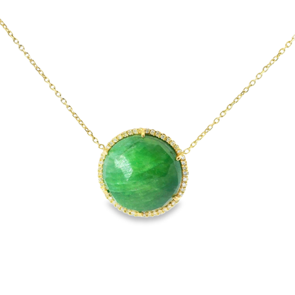 0.25CT Diamond With Green Sapphire 14k Yellow Gold