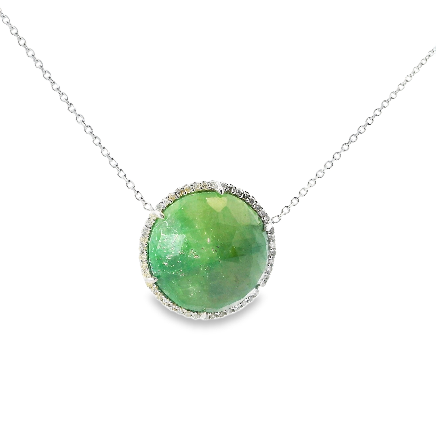 0.25CT Diamond with Green Sapphire 14k White Gold