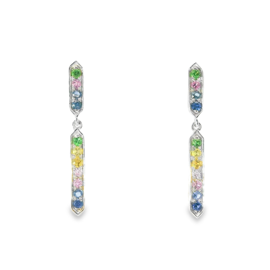 0.35CT Mixed Sapphire 14k White Gold Earring