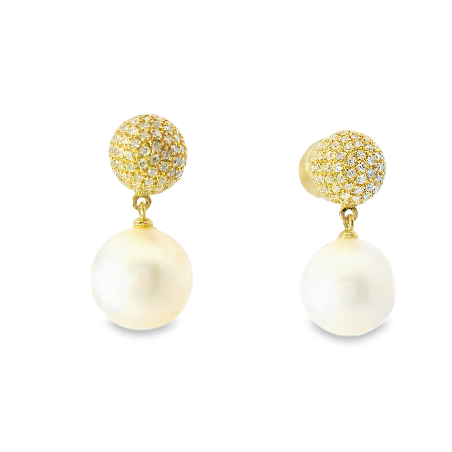 0.55CT Diamond with Pearl 14k Yellow Gold Earring