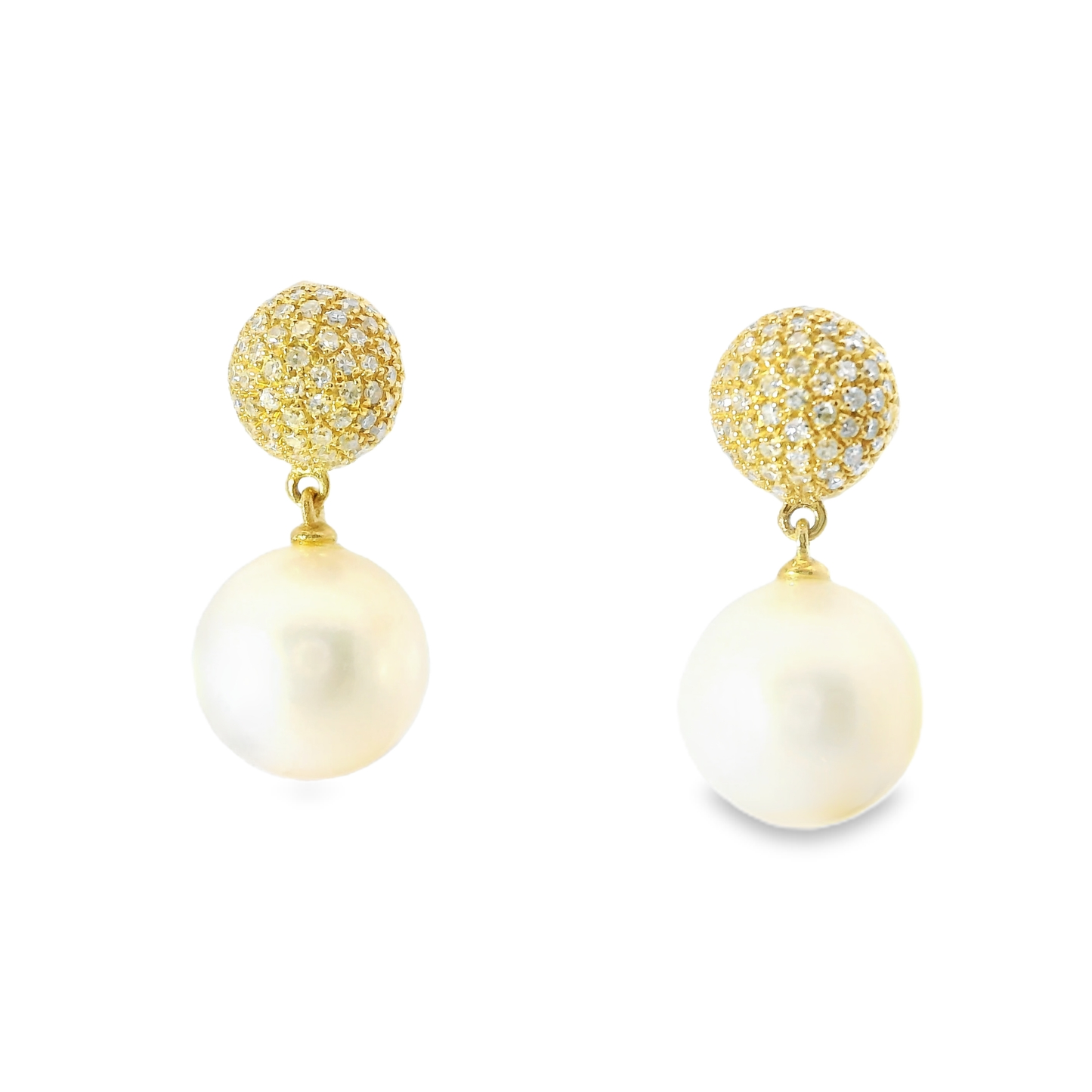 0.55CT Diamond with Pearl 14k Yellow Gold Earring