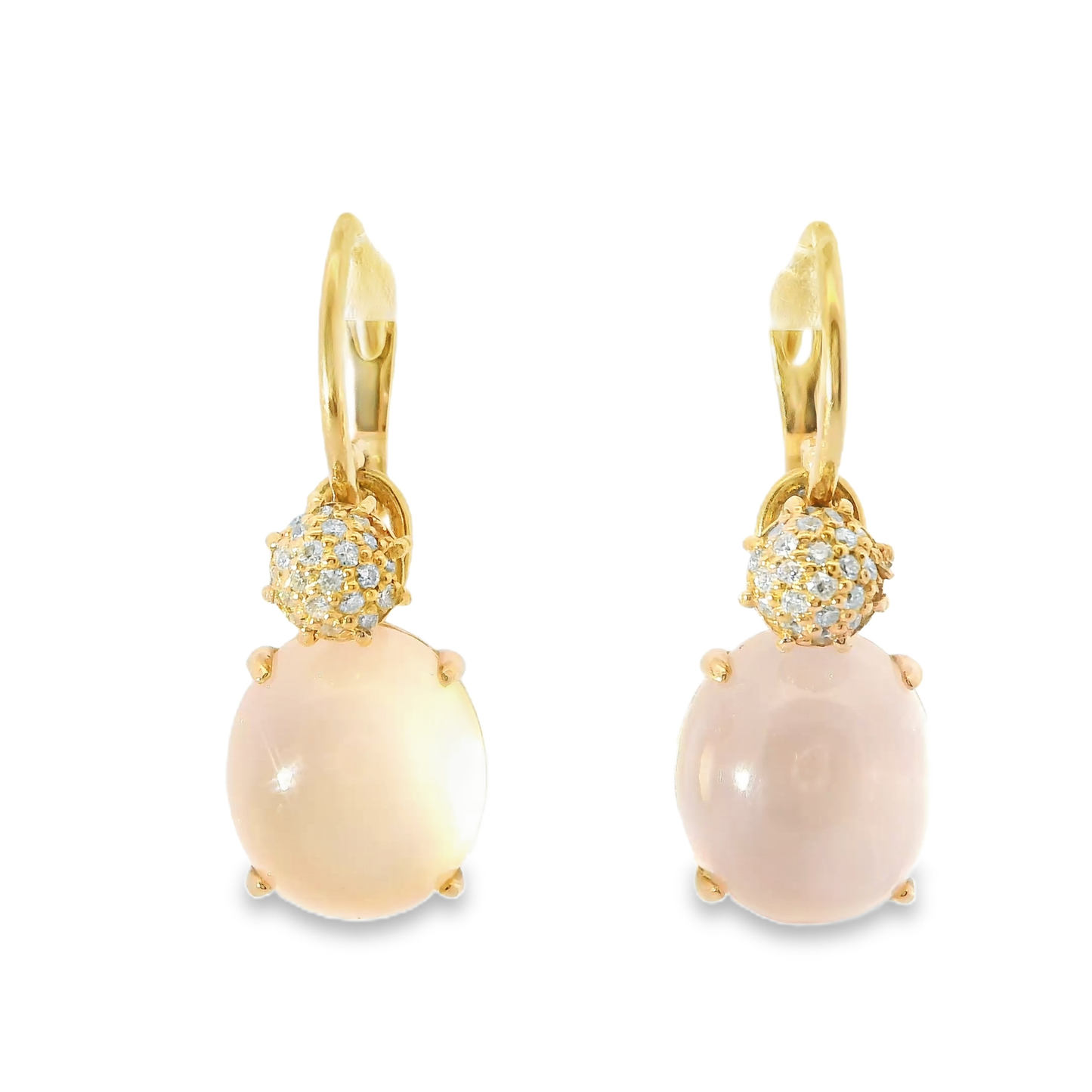 0.20CT Diamond with Pink Quartz 14k Rose Gold Earring