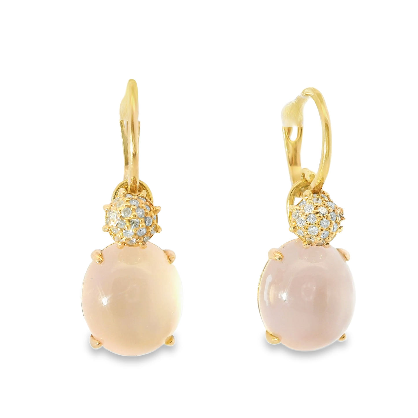 0.20CT Diamond with Pink Quartz 14k Rose Gold Earring