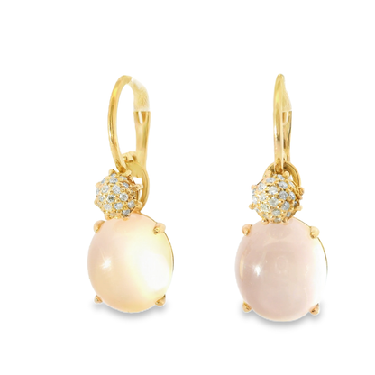 0.20CT Diamond with Pink Quartz 14k Rose Gold Earring