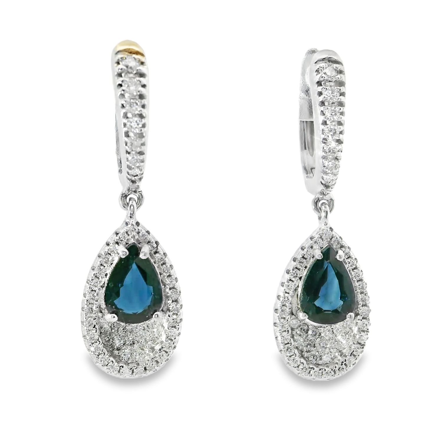 0.60CT Diamond with Blue Sapphire 14k White Gold Earring