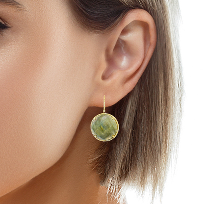 0.70CT Diamond with Laboridite 14k Yellow Gold Earring