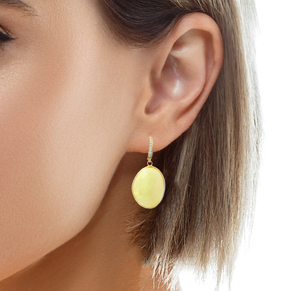 0.20CT Diamond with Yellow Sapphire 14k Yellow Gold Earring