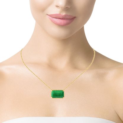 0.30CT Diamond With Green Sapphire 14k Yellow Gold Pendant
