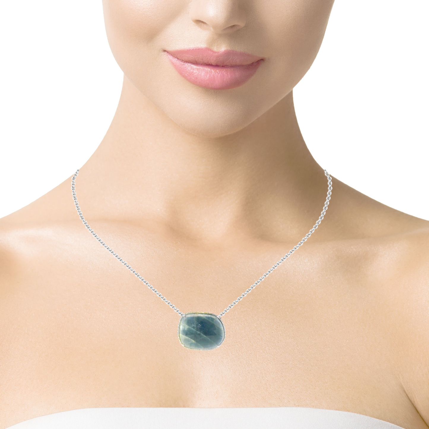 0.26CT Diamond With Blue Sapphire 18k White Gold