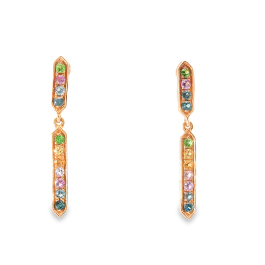 0.35CT Mixed Sapphire 14k Rose Gold Earring