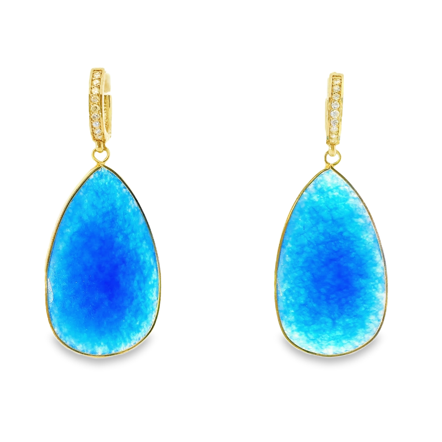 0.15CT Diamond with Blue Lapis  14k Yellow Gold Earring