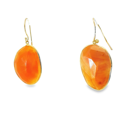 Carnelian Stone 14k Yellow Gold Earring