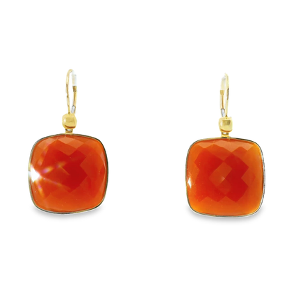 Red Agate 14k Yellow Gold Earring