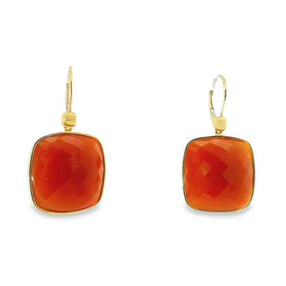Red Agate 14k Yellow Gold Earring