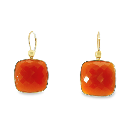 Red Agate 14k Yellow Gold Earring