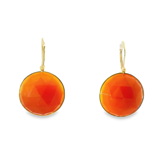 Carnelian Stone 14k Yellow Gold Earring