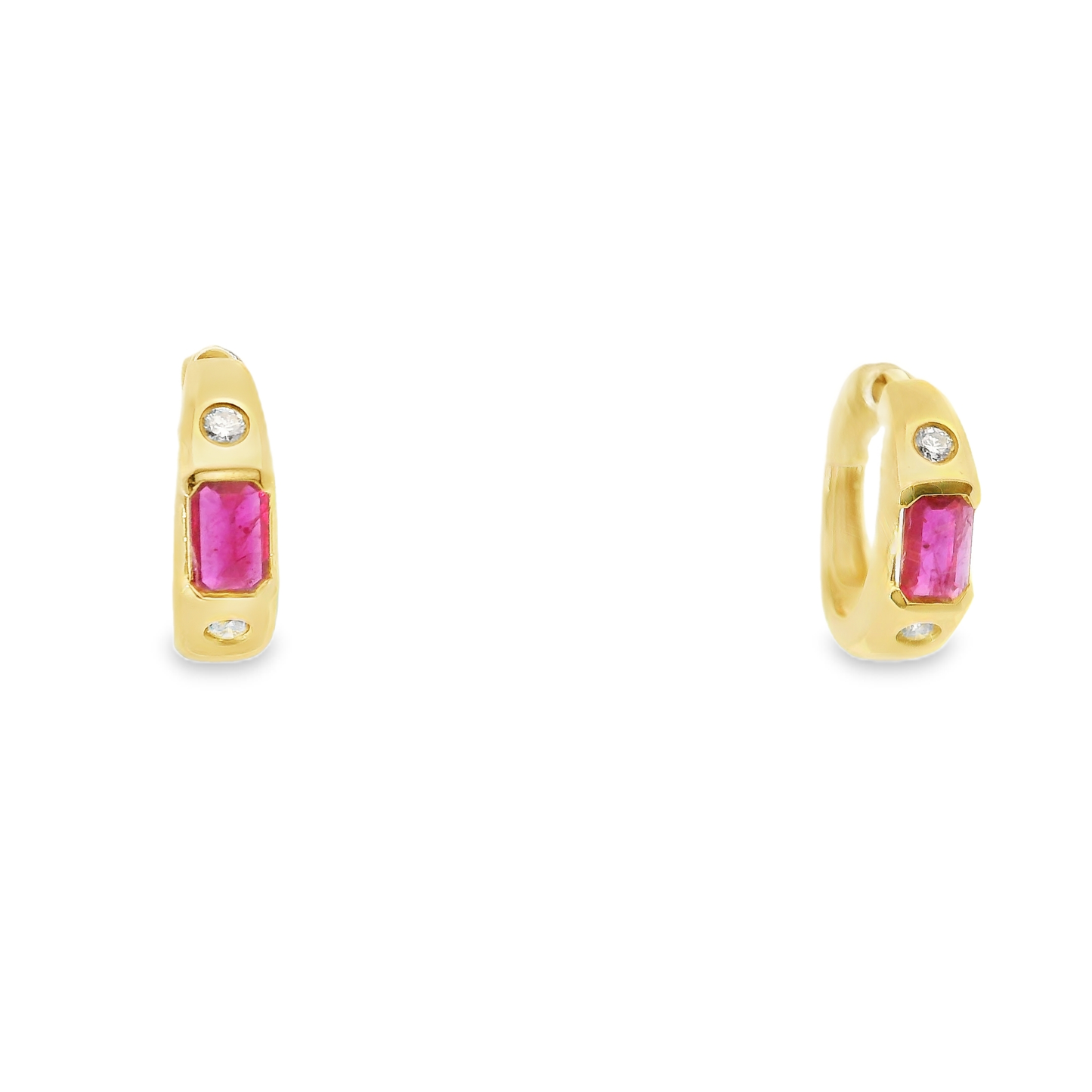 0.18Ct Diamond with 0.90CT Ruby 14k Yellow gold Earring