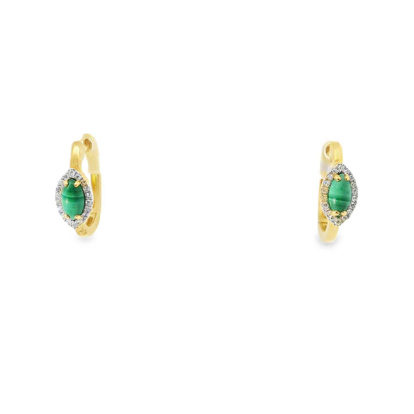 0.12CT Malachite 14k Yellow gold Earring