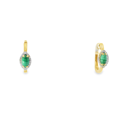 0.12CT Malachite 14k Yellow gold Earring