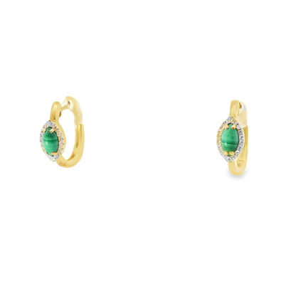 0.12CT Malachite 14k Yellow gold Earring